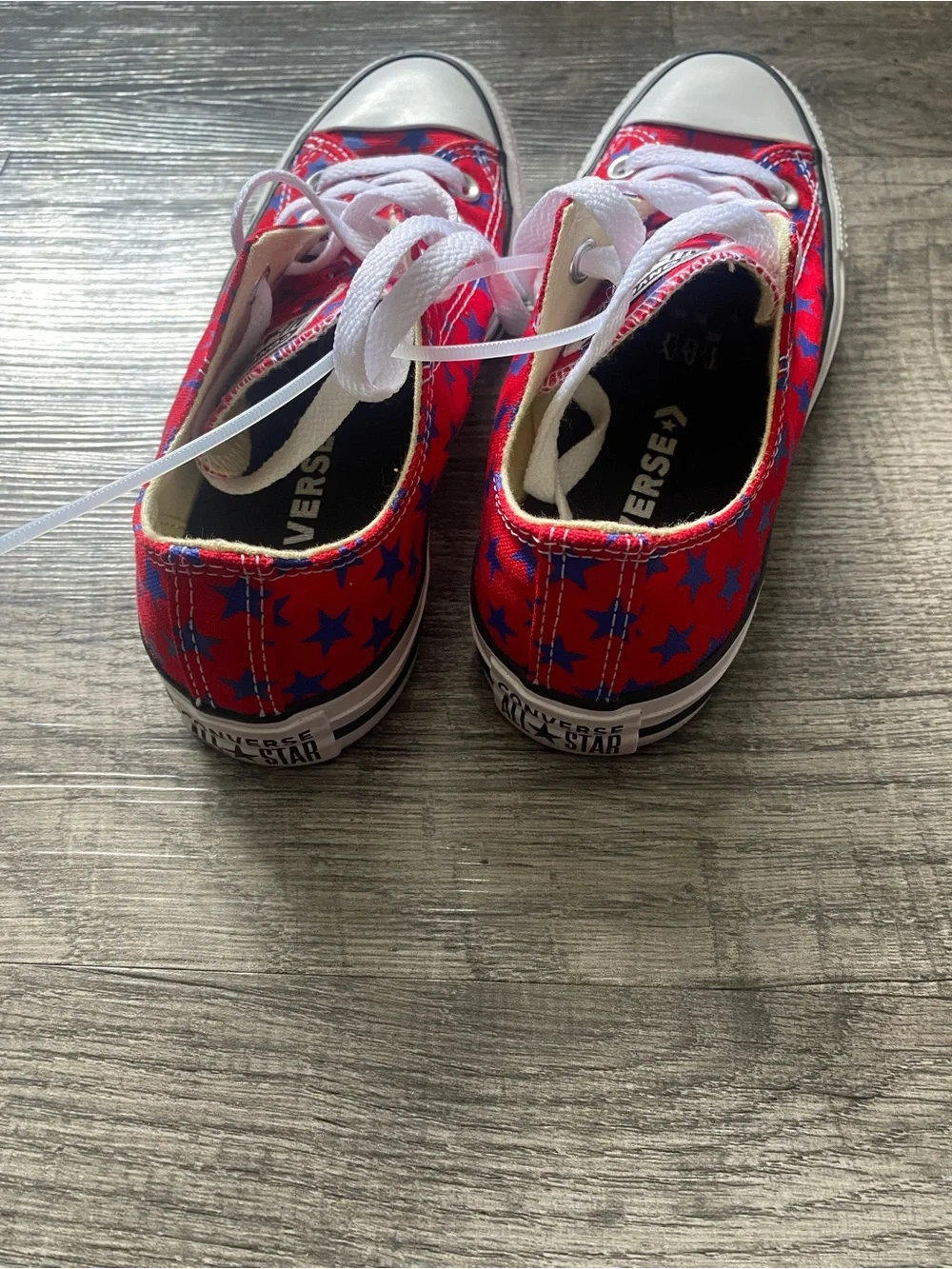 Womens Red Star Print Canvas Sneakers with White Laces - Picture 6 of 8
